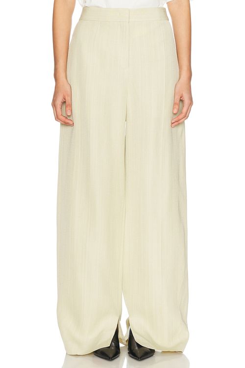Jil Sander Wide Leg Trouser in Lemon Green - Beige.  40 also in 34