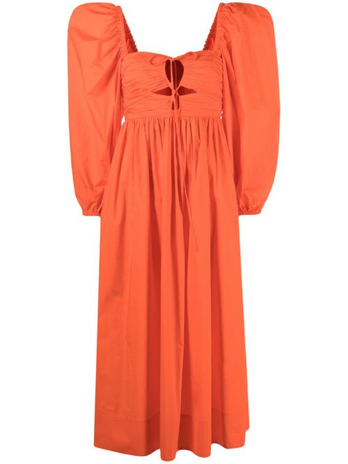 Alessa puff-sleeve midi dress - Orange