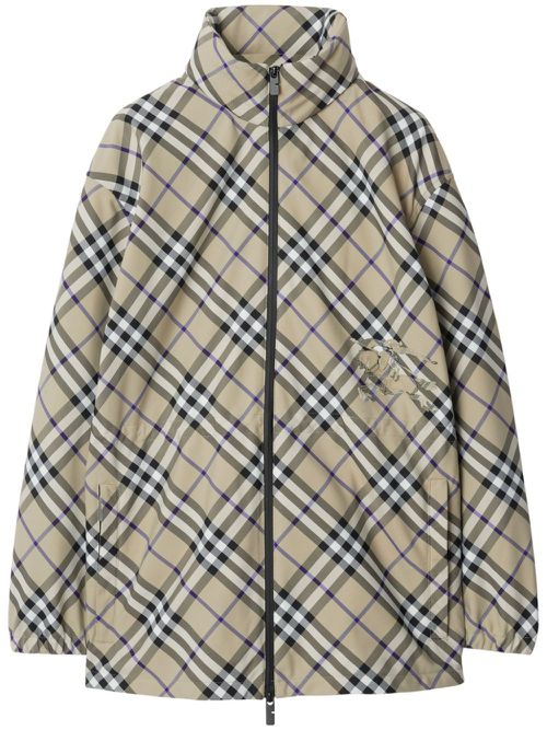 Reversible check-print jacket - Neutrals
