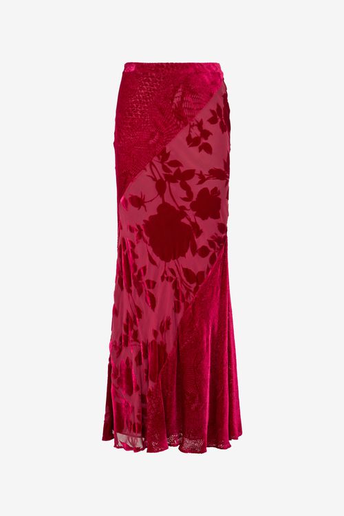 Long Skirt With Rose And Python Pattern