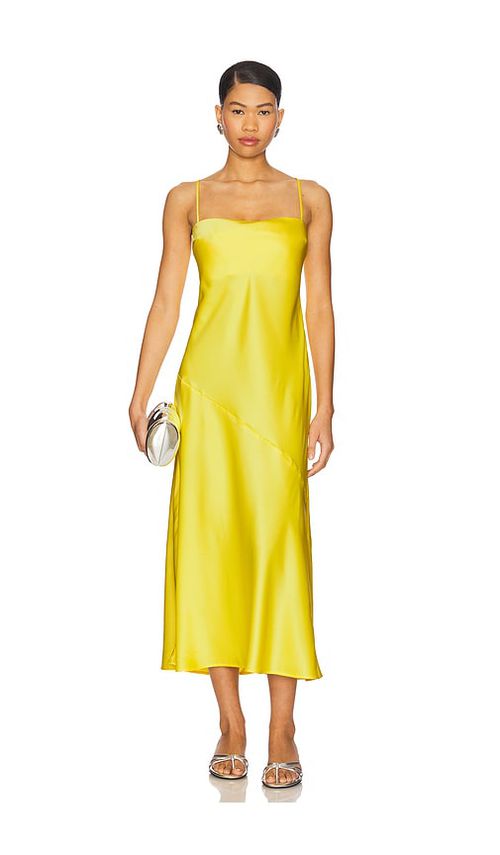 Susana Monaco Satin Bias Cut Slip Dress in Lemon.  S. Also in