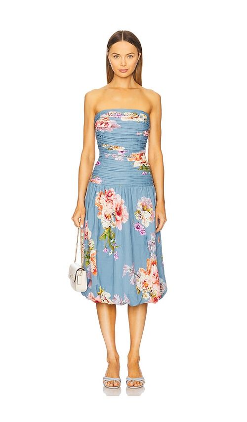 HEMANT AND NANDITA MIDI-KLEID DRESS in Blue. Größe XS. Also in L, M