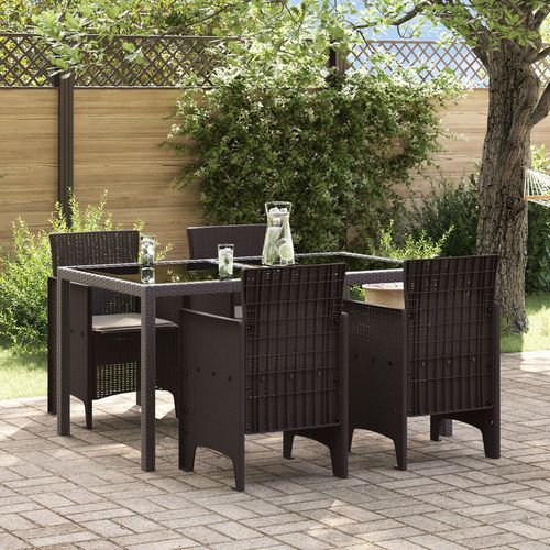 Garden Chairs with Cushions 4 pcs Brown Poly Rattan