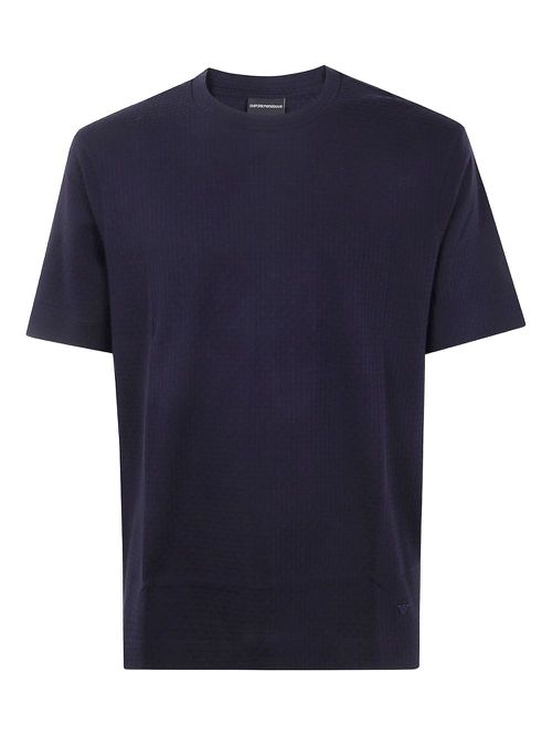 Textured cotton T-shirt - Blue