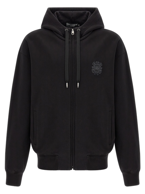 Embroidered Cotton Hoodie — Black