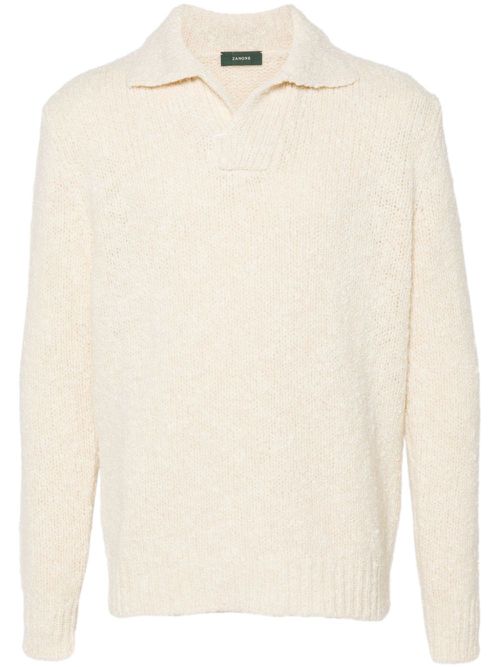 Polo-collar sweater - White