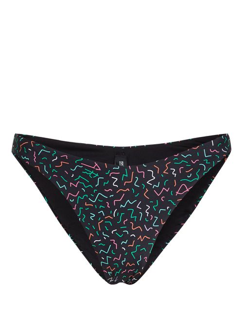 Geometric-print high-leg bikini bottoms - Black