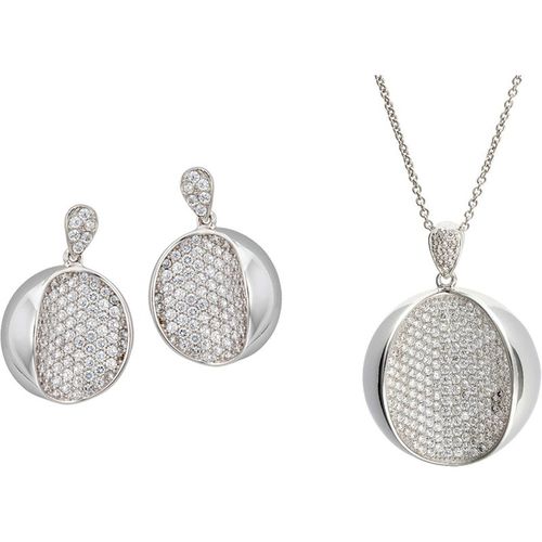 Orphelia WoMens 925 Sterling Silver Set: Chain-Pendant + Earrings - SET-5936 - One Size
