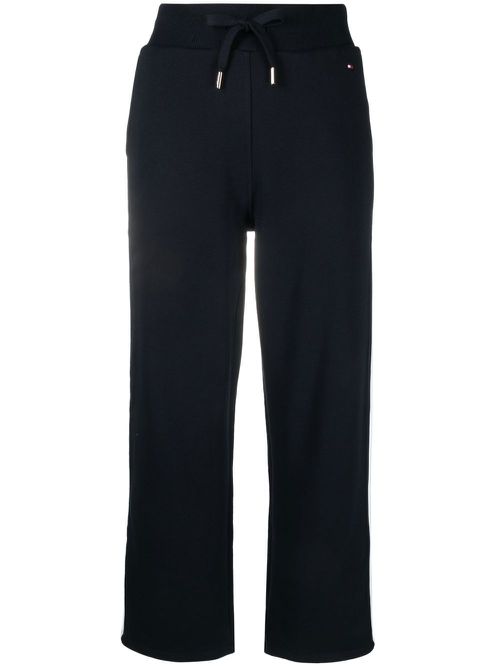 Striped-trim terry sweatpants - Blue