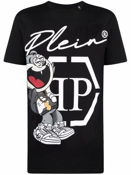 Graphic-print logo T-shirt - Black