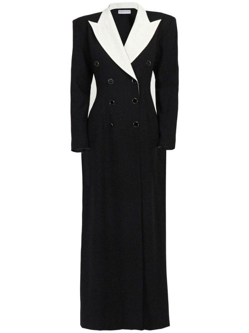 Contrasting-collar tuxedo maxi dress - Black