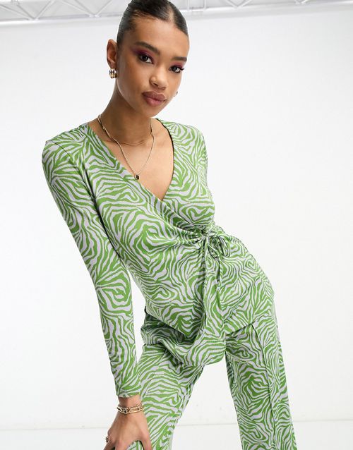 Jacquard tie side top in green - part of a set