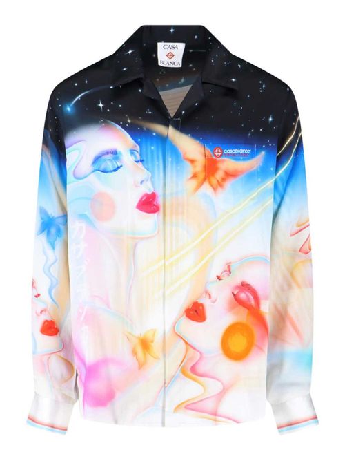 Silk Shirt With Light Blue Print