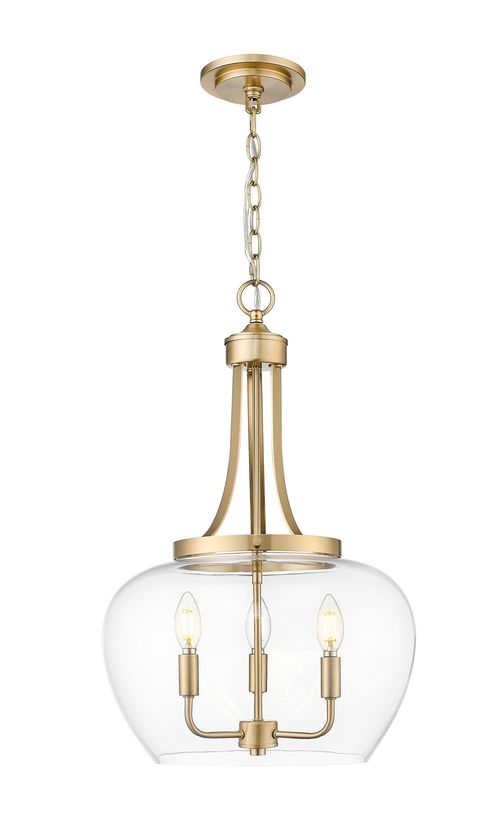 Joliet 3-Light Pendant in Burnished Bra