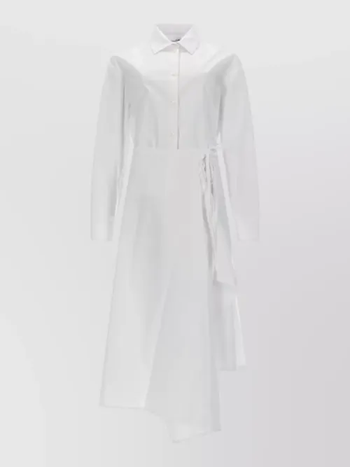 MSGM - long sleeve dress asymmetric hem tie waist