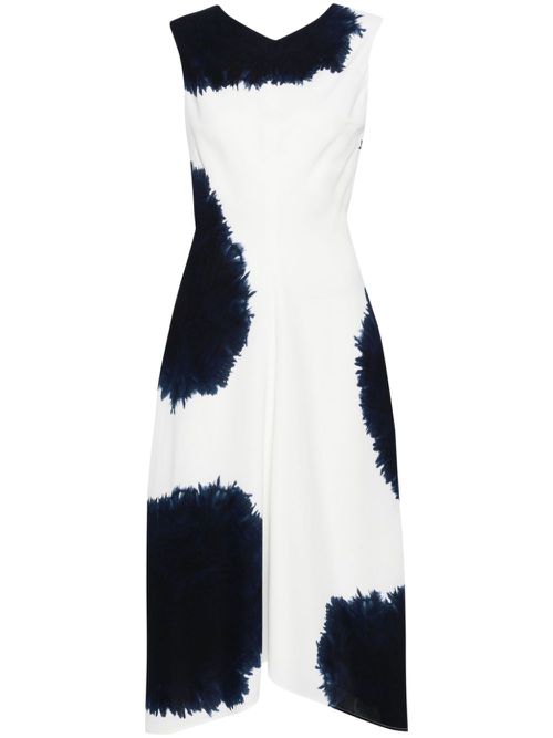 Ella abstract-print crepe dress - White