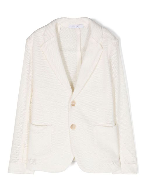 Single-breasted knitted blazer - White