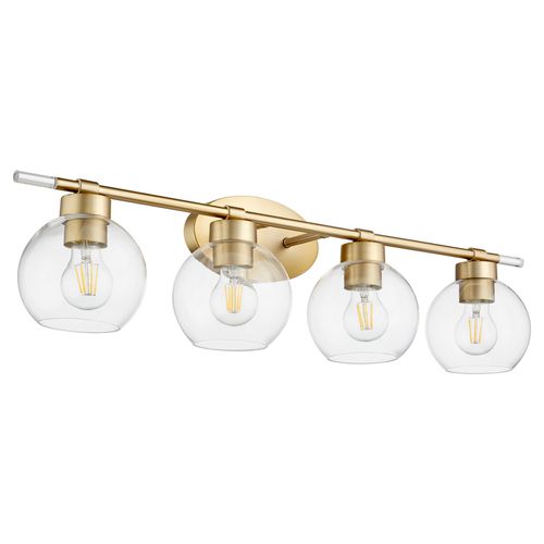 Aged Brass Four Light Vanity from the Voln Collection