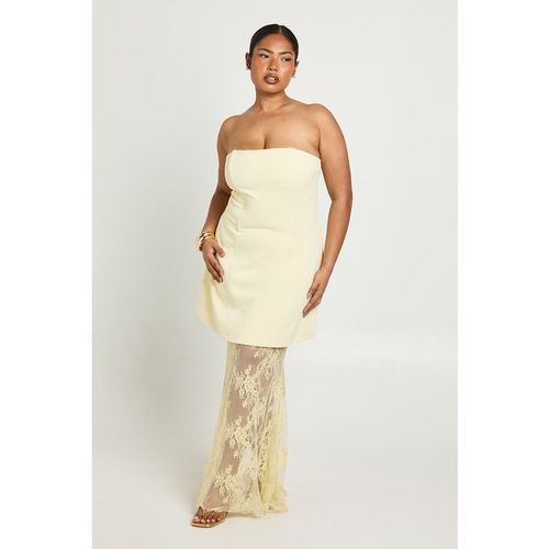 Boohoo Womens Plus Premium Structured Lace Maxi Dress - Yellow