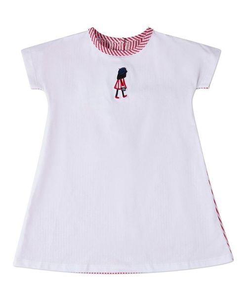 Little Girls Striped Solid The Favorite Purse Cotton-Rich A-Line Dress - White-red