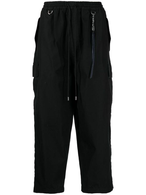 Cotton-blend cargo trousers - Black