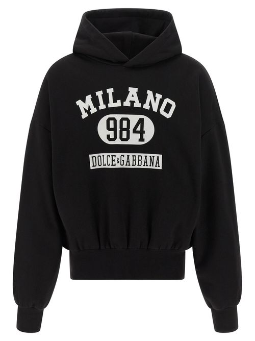 Logo-Print Cotton Hoodie — Black