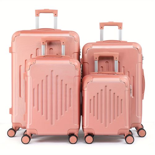 TEMU 4pcs Luggage With Corner Protectors, Durable Hard Shell, 360 Spinner Wheels, Multifunctional Large Capacity, Lightweight Travel Suitcase