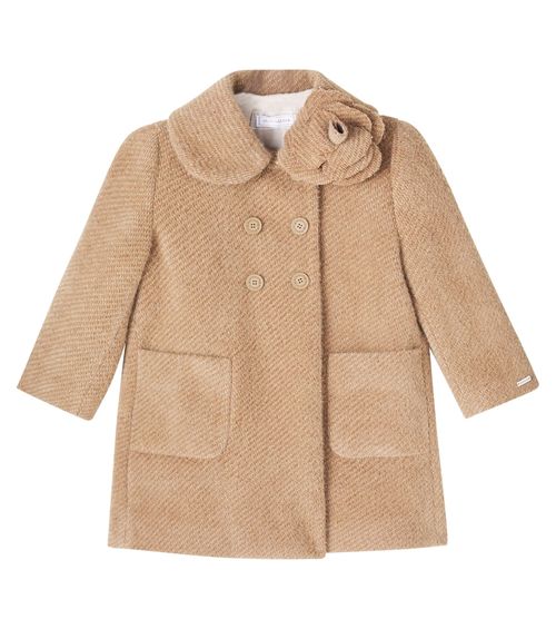 Floral-appliqué coat