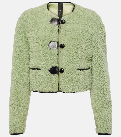 Leather-trimmed shearling jacket