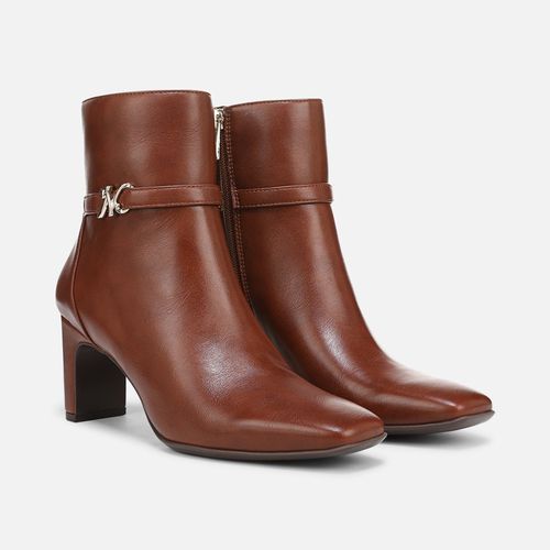 Nanette Ankle Bootie Boots, Saddle Tan Faux Leather