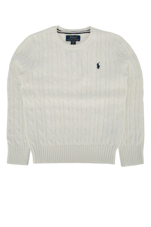 Cable-Knit Cotton Sweater — White