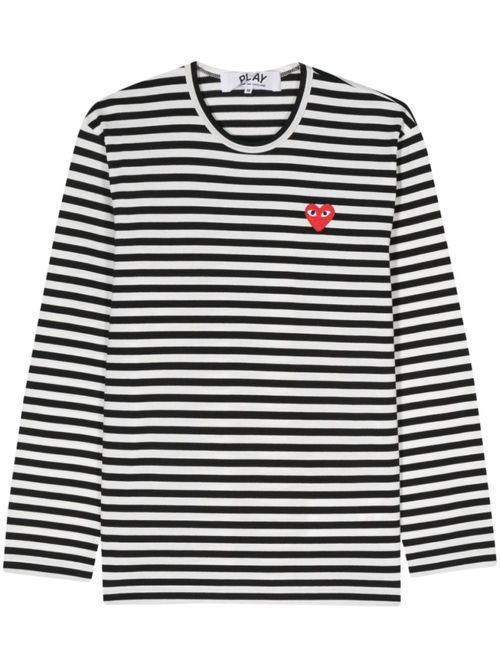 BlackWhite Logo Striped Cotton T-shirt