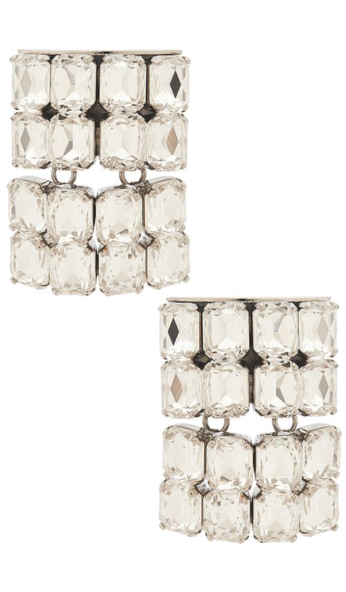 AREA Crystal Pave Earrings in Metallic Silver