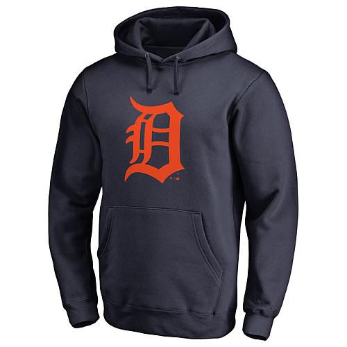 Men's Fanatics Navy Detroit Tigers Official Logo Fitted Pullover Hoodie - XL