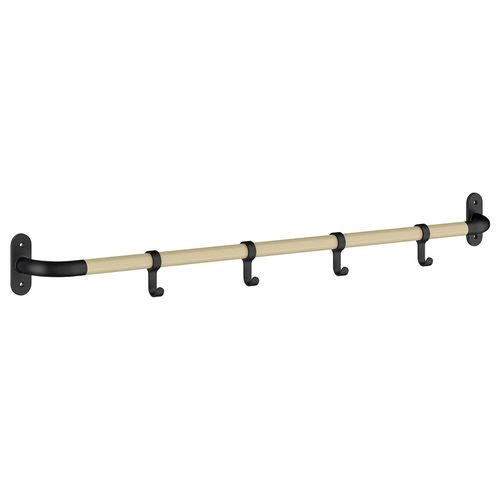BESLAGSBODEN 4 Hook Coat Rack in Beech/Black Aluminium, Length