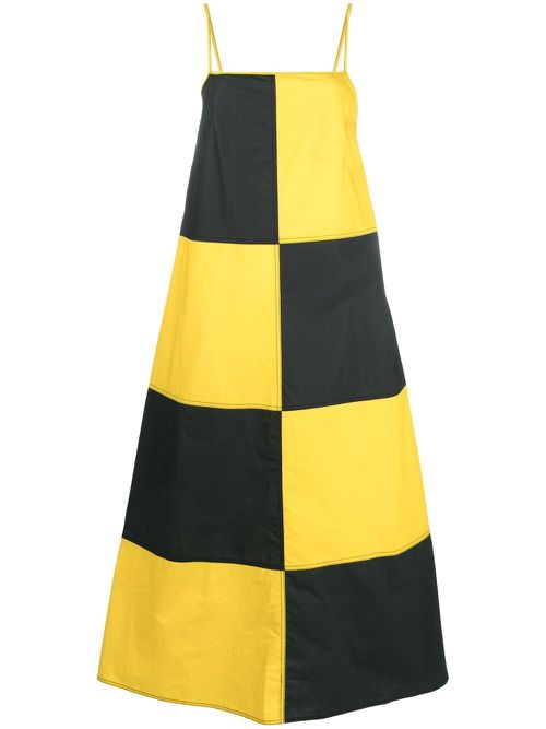 Checkerboard-print midi dress - Yellow