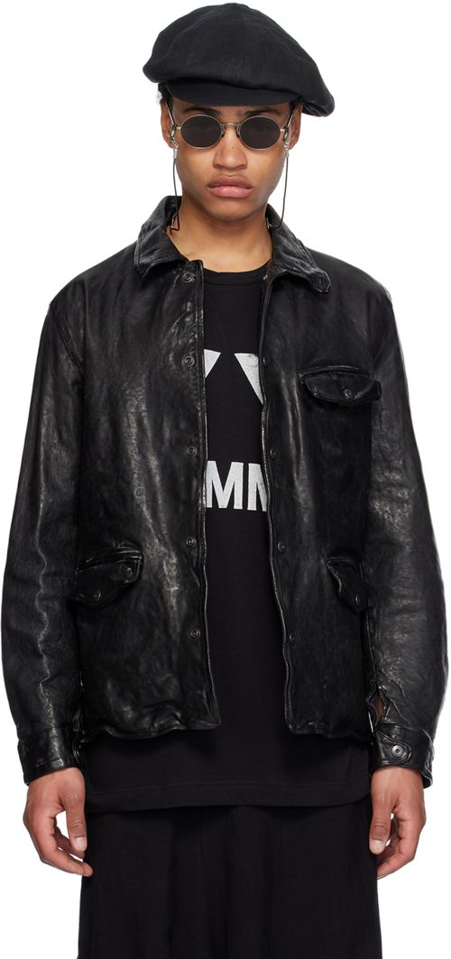 YOHJI YAMAMOTO Black Waxed Leather Jacket