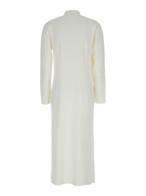 White Long Jacket With Classic Lapels In Viscose Blend Woman