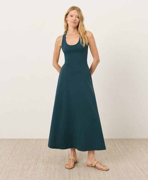 Women's Deep Aqua Fit & Flare Open Back Maxi Dre