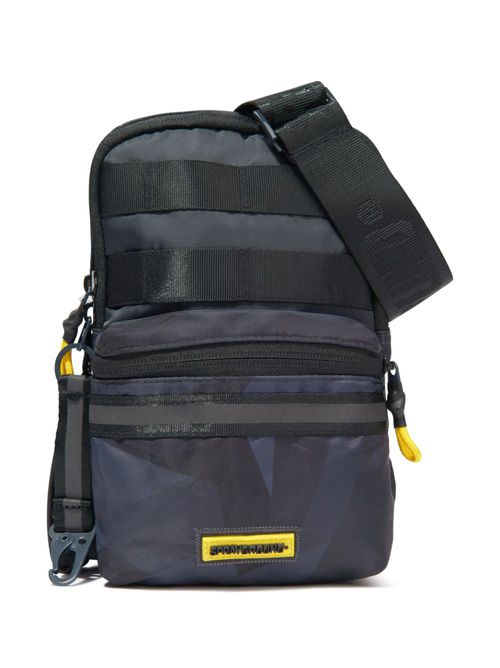 Embossed-logo shoulder bag - Black