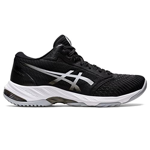 ASICS Men's NETBURNER BALLISTIC FlyteFoam Mid Top 3 Volleyball Shoes, 12, BLACK/WHITE