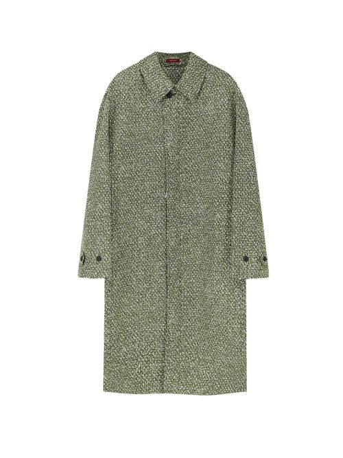 Double-Breasted Poplin Coat With Bouclé Print