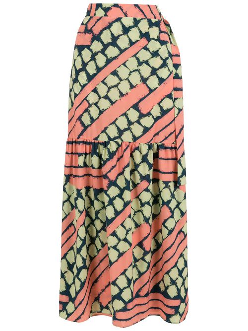 Abstract-pattern print maxi skirt - Multicolour