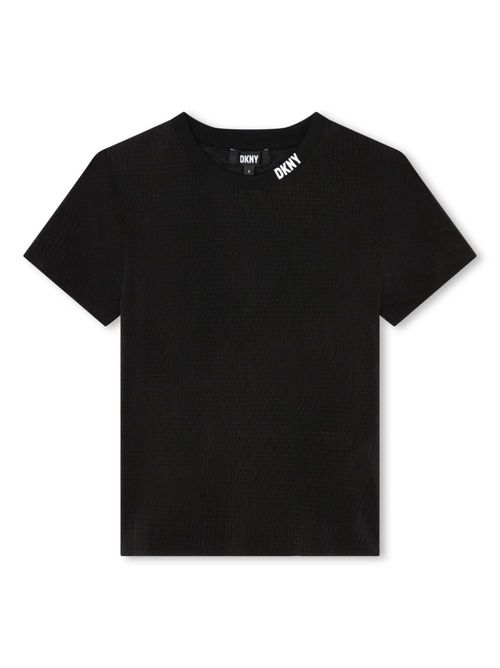Logo-print ribbed T-shirt - Black
