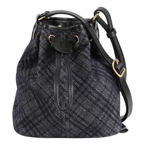 (WMNS) Drawstring Denim Bucket Bag 'Black'