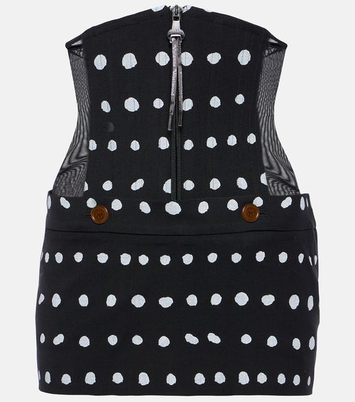 Foam polka-dot virgin wool miniskirt