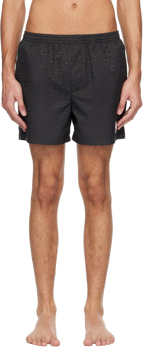 Black Jacquard Swim Shorts