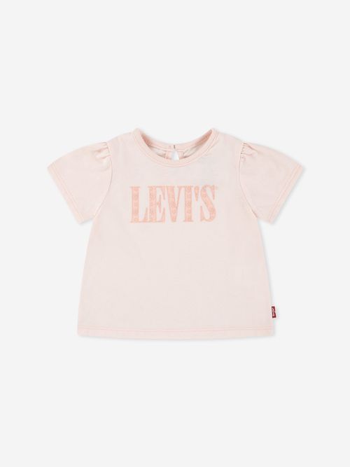 Levi's Kids Wear Baby Girls Smocked Sleeve T-Shirt in Pink 12 Mths