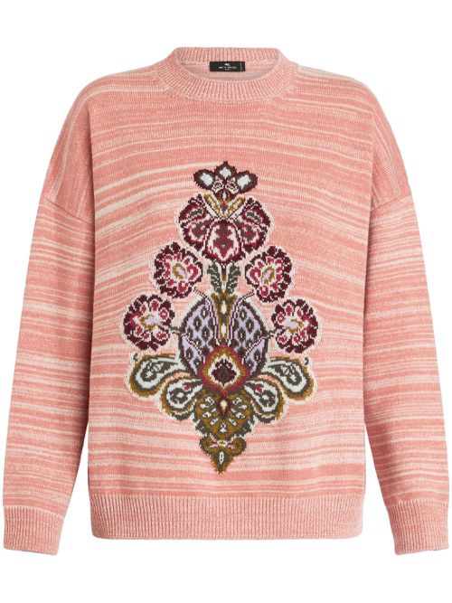 Intarsia-knit wool-blend jumper - Pink