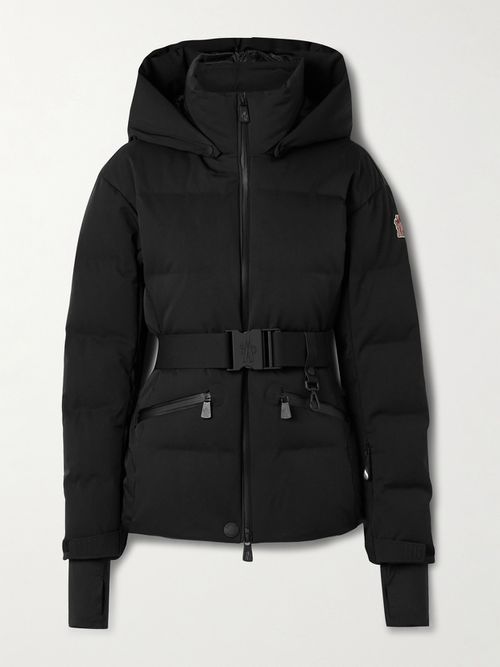 Tolima Hooded Belted Quilted Down Ski Jacket - Black